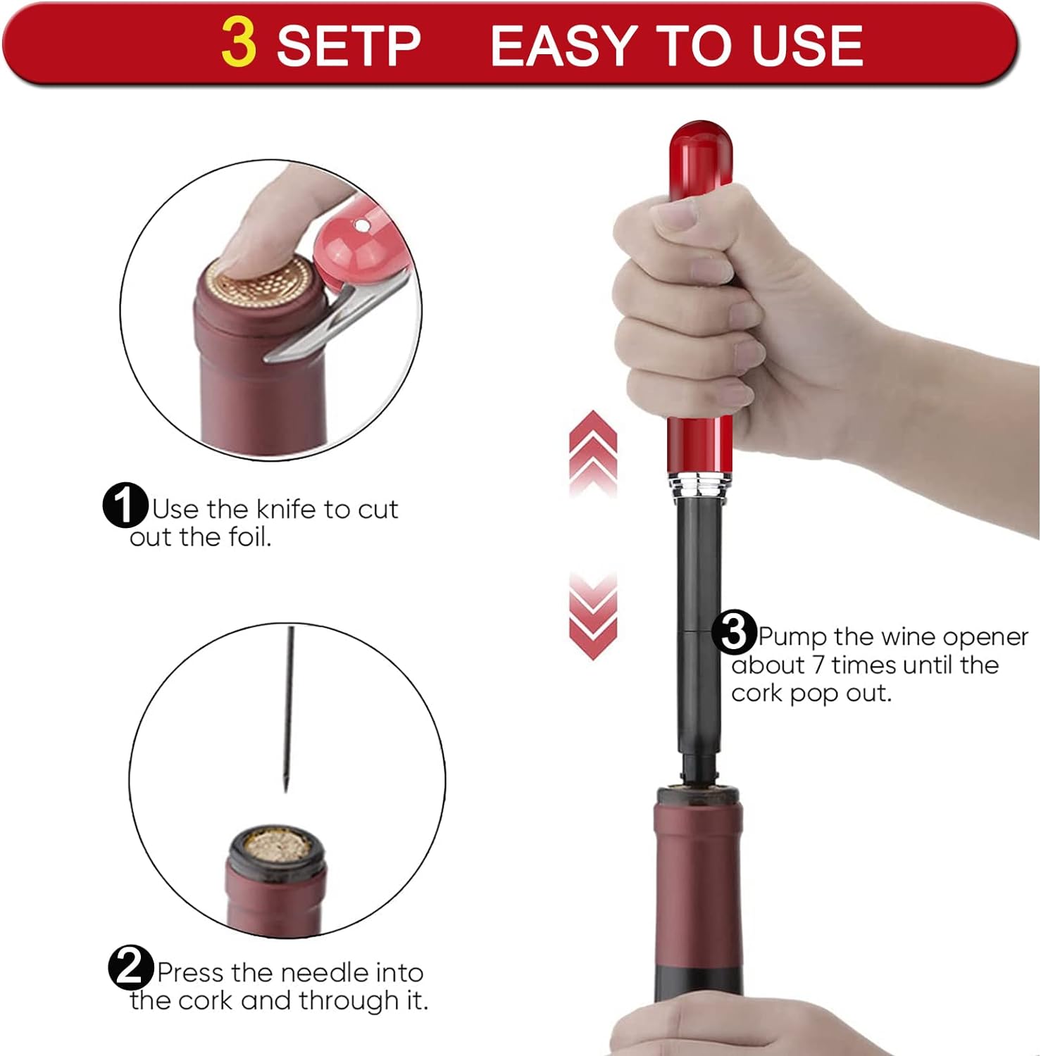 Pocket Wine Opener –Air pump Wine Bottle Opener with build in foil Cutter