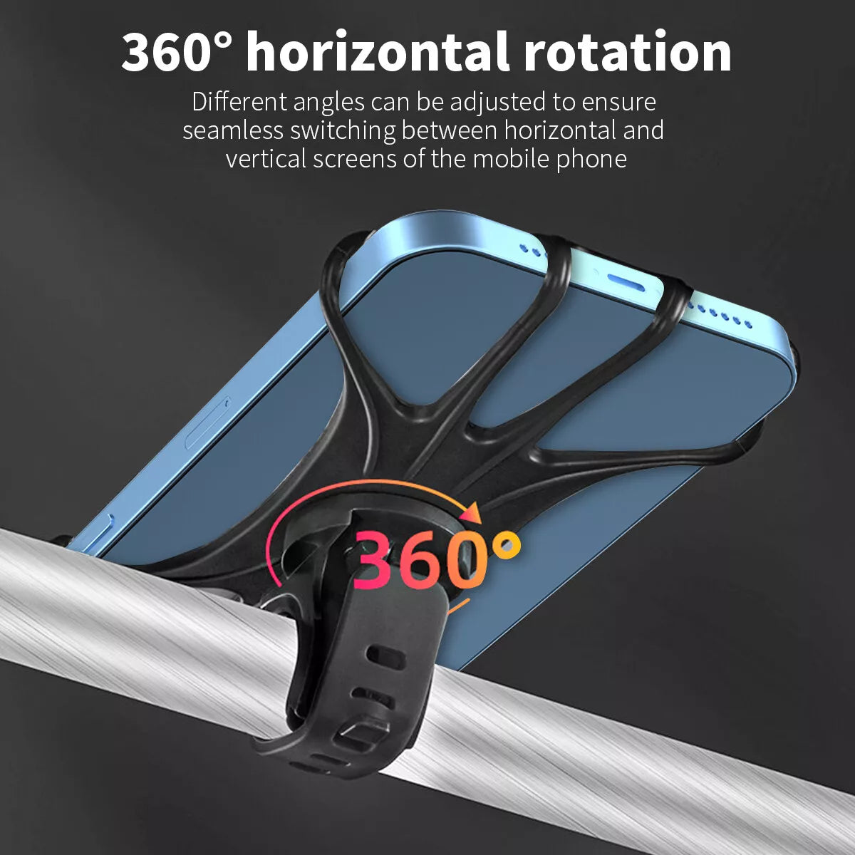 360° Rotation Silicone Cell Phone Mount Holder for Motorcycle, MTB, Bike, and Bicycle – Secure & Adjustable