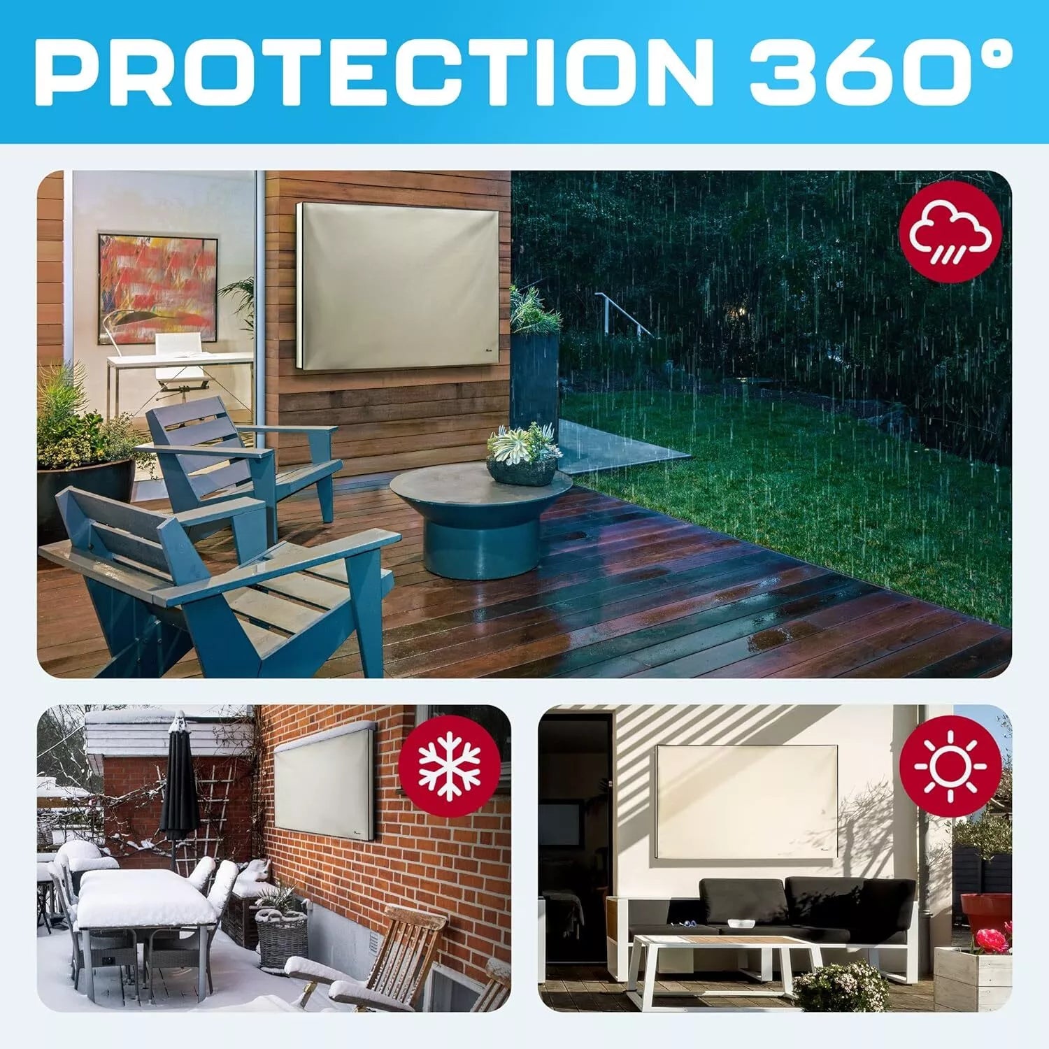 Outdoor TV Screen Protector Cover with Remote Placement – Water-Resistant & UV Block, Heavy-Duty for Weather Protection