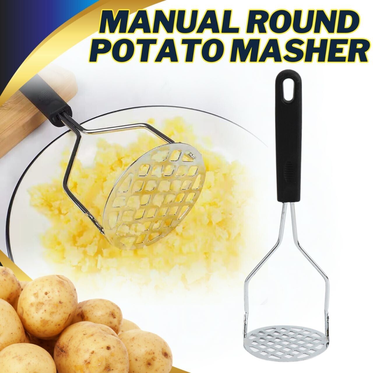 Stainless Steel Handle Potato Masher & Ricer - Perfect for Mashing Potatoes & Vegetables