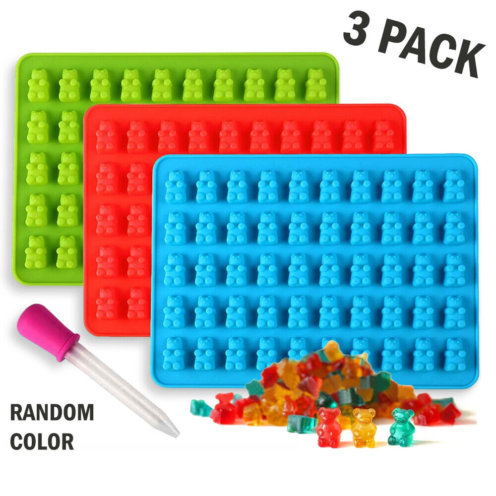 Silicone Candy Molds Gummy Bear Pot Mold Chocolate Maker Baking Tray Ice Cube, 3pack