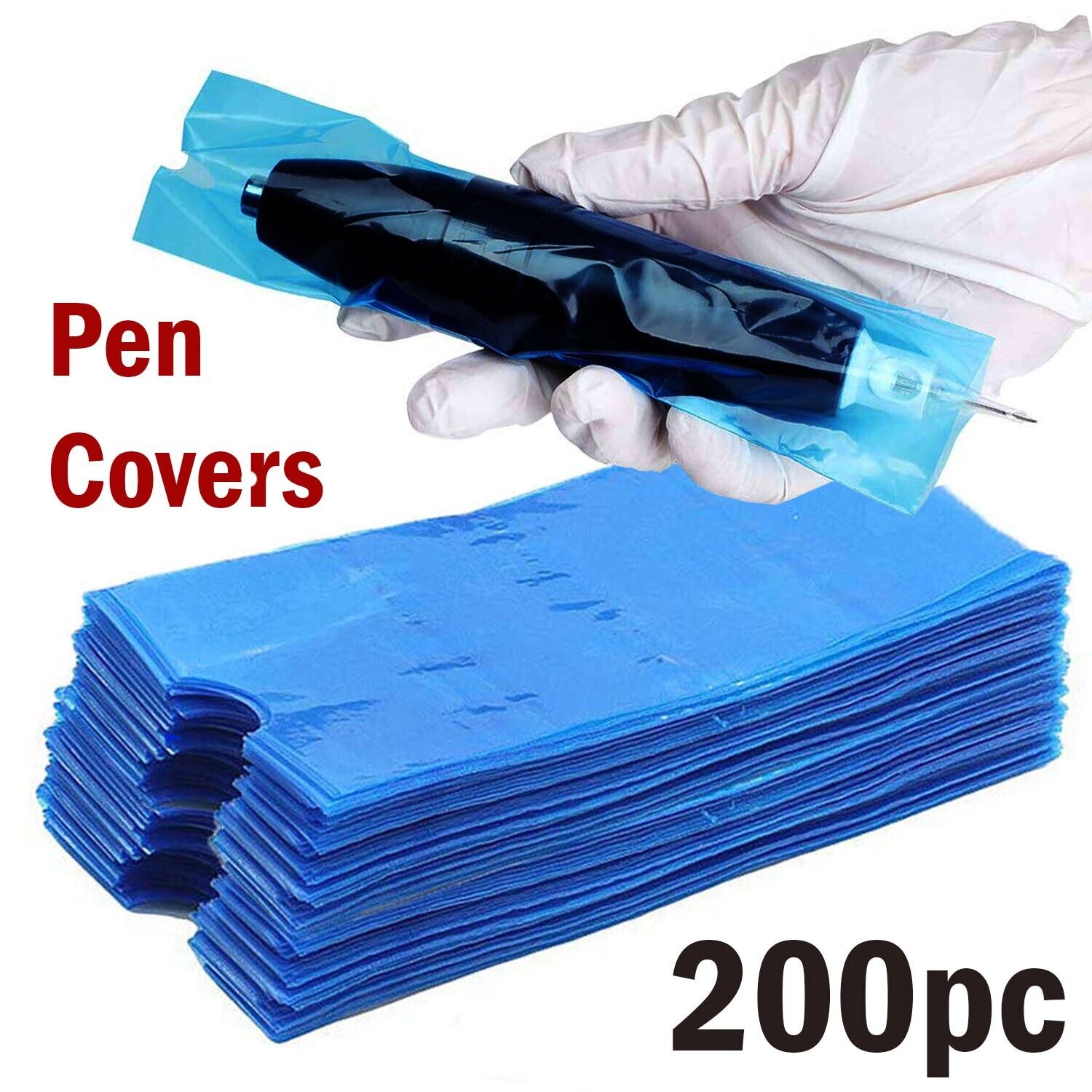 200PCS Disposable Tattoo Machine Pen Clip Cord Sleeves - Plastic Cover Supply Bags