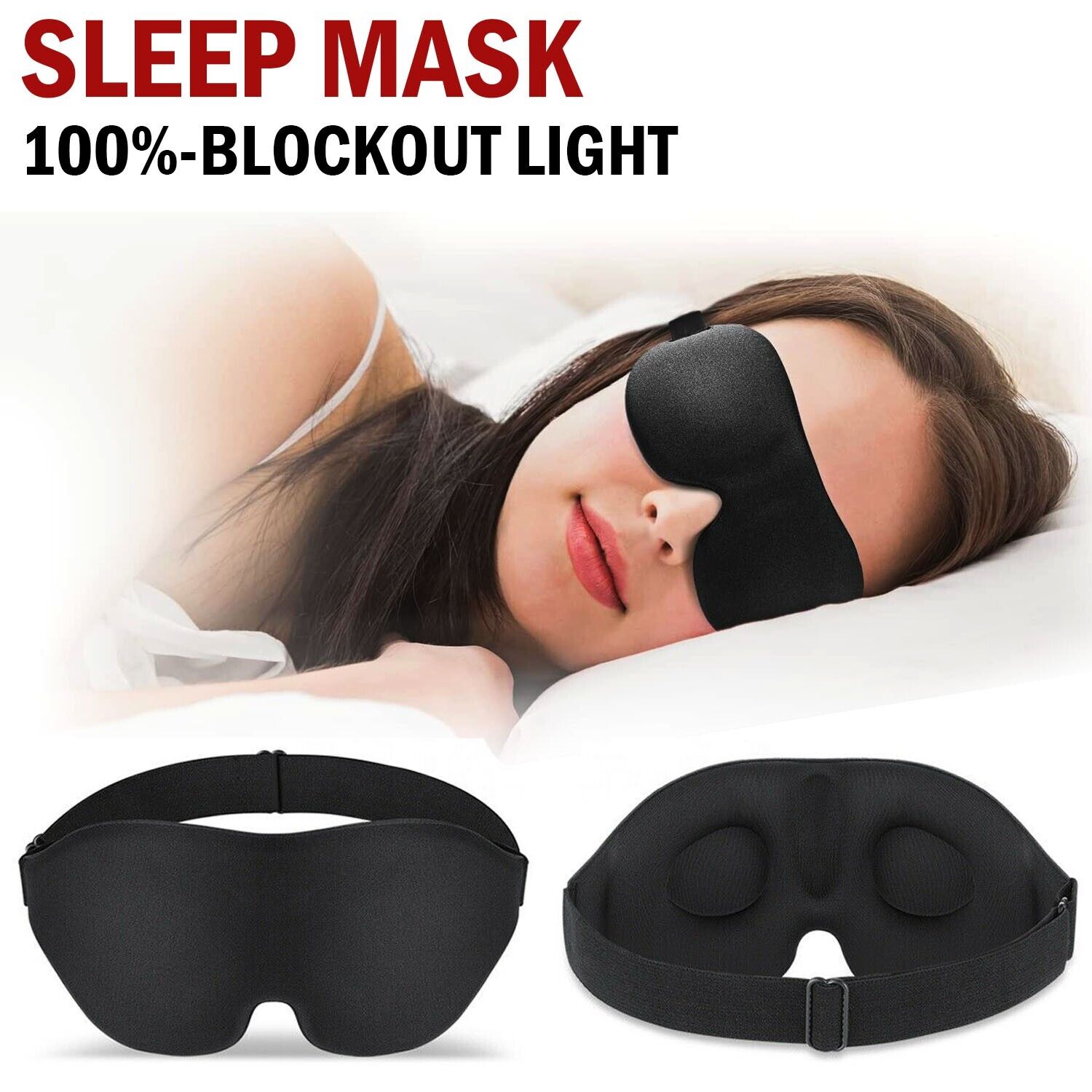 3D Sleep Mask – Comfortable & Lightweight Contoured Eye Mask for Restful Sleep