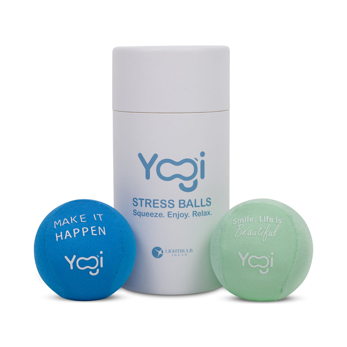 Yogi Stress Balls - Stress Ball with Finger Grip Strap, Stress Balls for Adults, Grip Strength Trainer Squeeze Balls, Anxiety Stress Relief, Fidget Handball, Squish Ball (Blue and green)