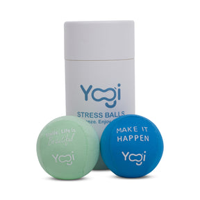 Yogi Stress Balls - Stress Ball with Finger Grip Strap, Stress Balls for Adults, Grip Strength Trainer Squeeze Balls, Anxiety Stress Relief, Fidget Handball, Squish Ball (Blue and green)