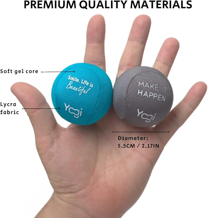 Yogi Stress Balls - Stress Ball with Finger Grip Strap, Stress Balls for Adults, Grip Strength Trainer Squeeze Balls, Anxiety Stress Relief, Fidget Handball, Squish Ball