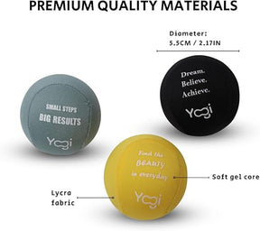 Yogi Stress Balls - Stress Ball with Finger Grip Strap, Stress Balls for Adults, Grip Strength Trainer Squeeze Balls, Anxiety Stress Relief, Fidget Handball, Squish Ball(3PACK)