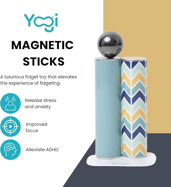 Yogi Magnetic Sticks - Premium Fidget Toys for Adults and Kids - Extremely Fun & Engaging, Uniquely Designed Magnetic Fidget Toy with Magnet Sticks and Ball, Ideal Desk Toy for Focus&Relaxation