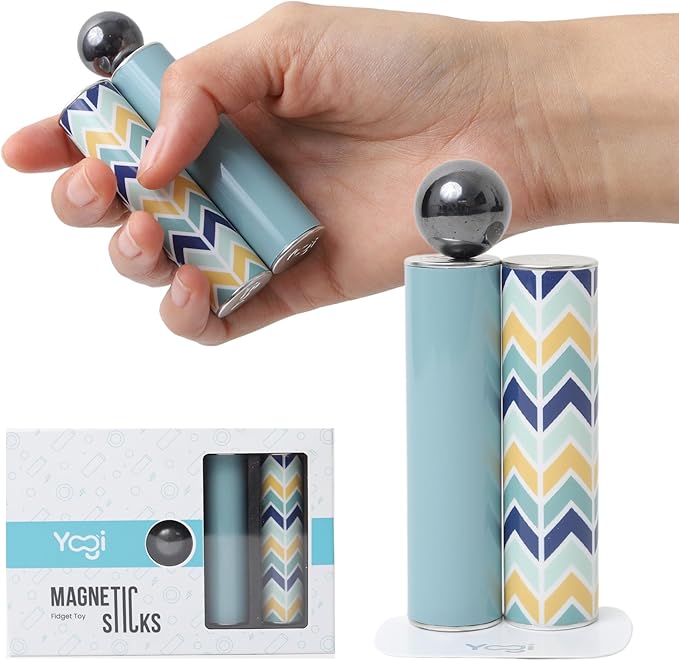 Yogi Magnetic Sticks - Premium Fidget Toys for Adults and Kids - Extremely Fun & Engaging, Uniquely Designed Magnetic Fidget Toy with Magnet Sticks and Ball, Ideal Desk Toy for Focus&Relaxation