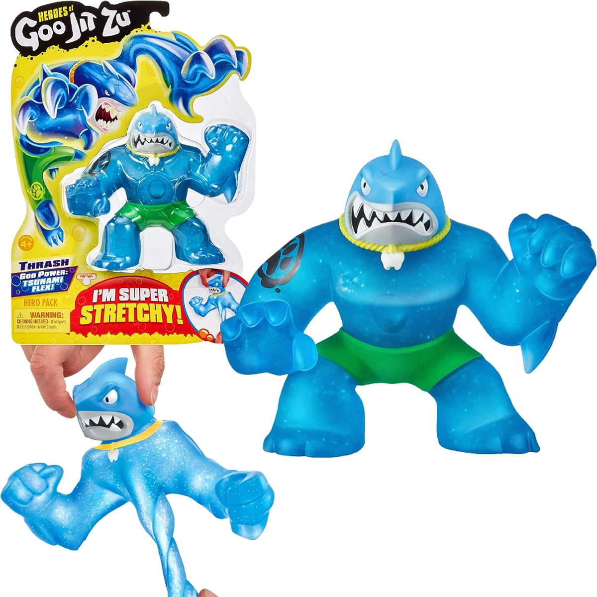 Heroes of Goo Jit Zu - Single Stretchy Shark Action Figure, Thrash