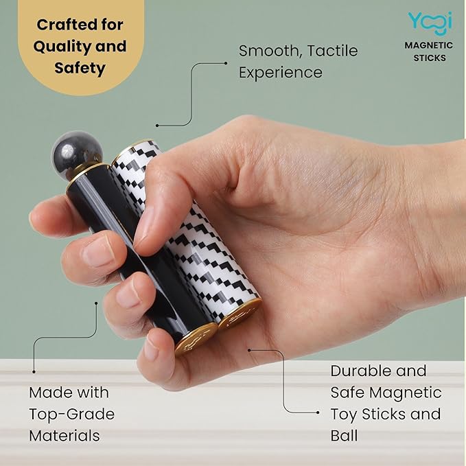 Yogi Magnetic Sticks - Premium Fidget Toys for Adults and Kids - Extremely Fun & Engaging, Uniquely Designed Magnetic Fidget Toy with Magnet Sticks and Ball, Ideal Desk Toy for Focus&Relaxation