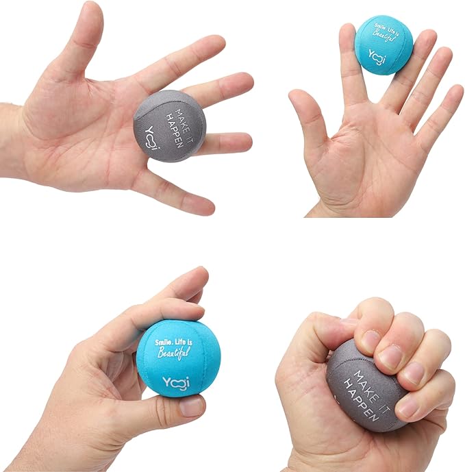 Yogi Stress Balls - Stress Ball with Finger Grip Strap, Stress Balls for Adults, Grip Strength Trainer Squeeze Balls, Anxiety Stress Relief, Fidget Handball, Squish Ball