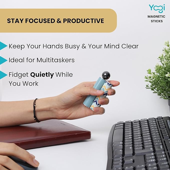 Yogi Magnetic Sticks - Premium Fidget Toys for Adults and Kids - Extremely Fun & Engaging, Uniquely Designed Magnetic Fidget Toy with Magnet Sticks and Ball, Ideal Desk Toy for Focus&Relaxation