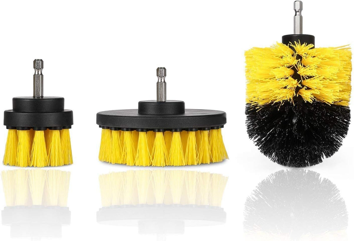 3-Pack Drill Brush Attachment Set - Scrubber Brushes with Adapter for Car Cleaning, Shower, Tile.