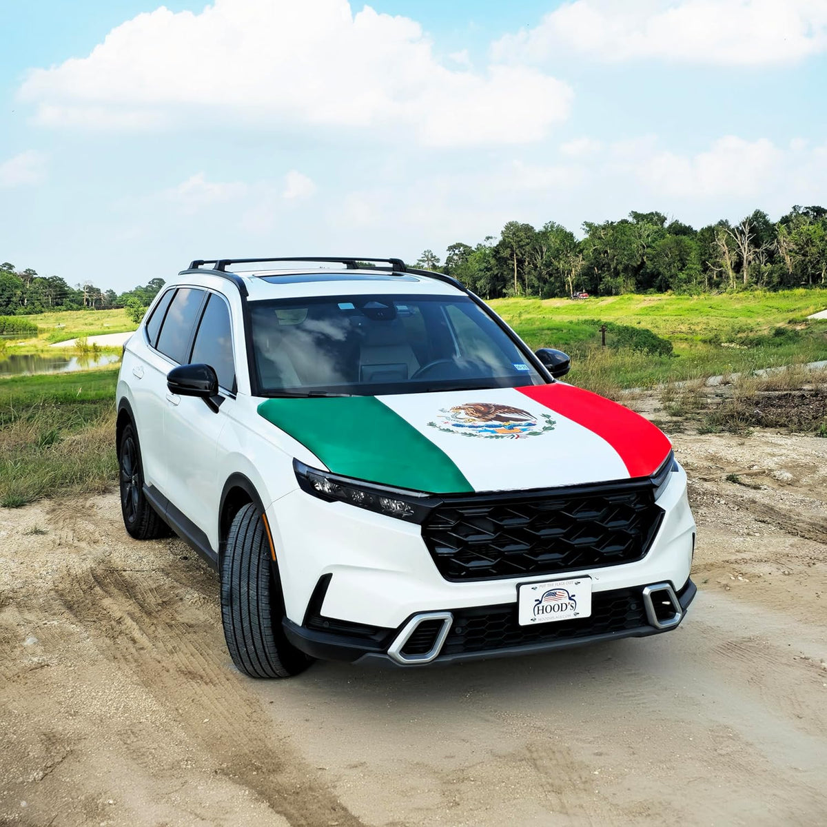 [Hood's Flags] Mexico Flag Car Hood Cover 63"x47" (120x160cm) – Universal Fit for Trucks, Cars, SUVs, Vans – Durable Polyester Spandex, Weather-Resistant with Secure Fasteners
