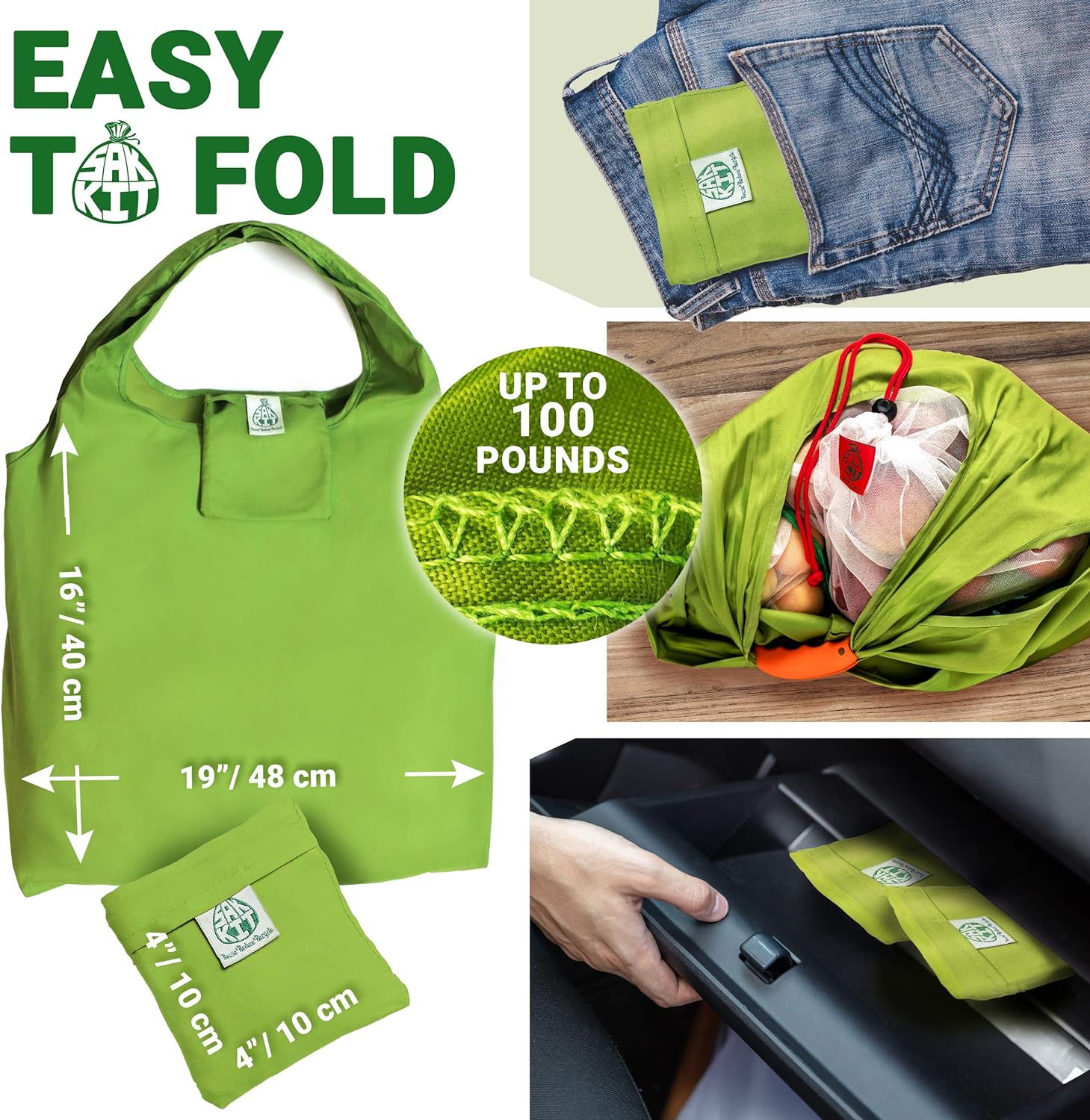 Eco Friendly Products Set of 12 PCS | Mesh bags with Tare Weight Tags | Foldable grocery bags and a bonus silicon handle | All the reusable grocery bags in this kit are made from recycled plastic