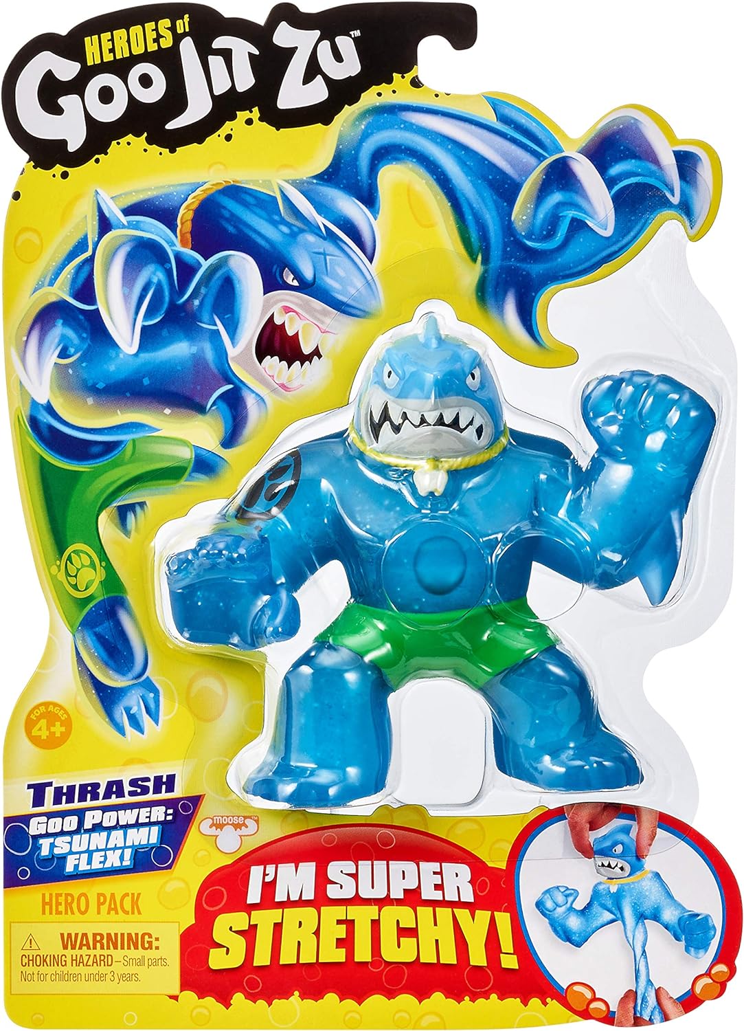 Heroes of Goo Jit Zu - Single Stretchy Shark Action Figure, Thrash