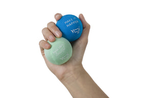 Yogi Stress Balls - Stress Ball with Finger Grip Strap, Stress Balls for Adults, Grip Strength Trainer Squeeze Balls, Anxiety Stress Relief, Fidget Handball, Squish Ball (Blue and green)