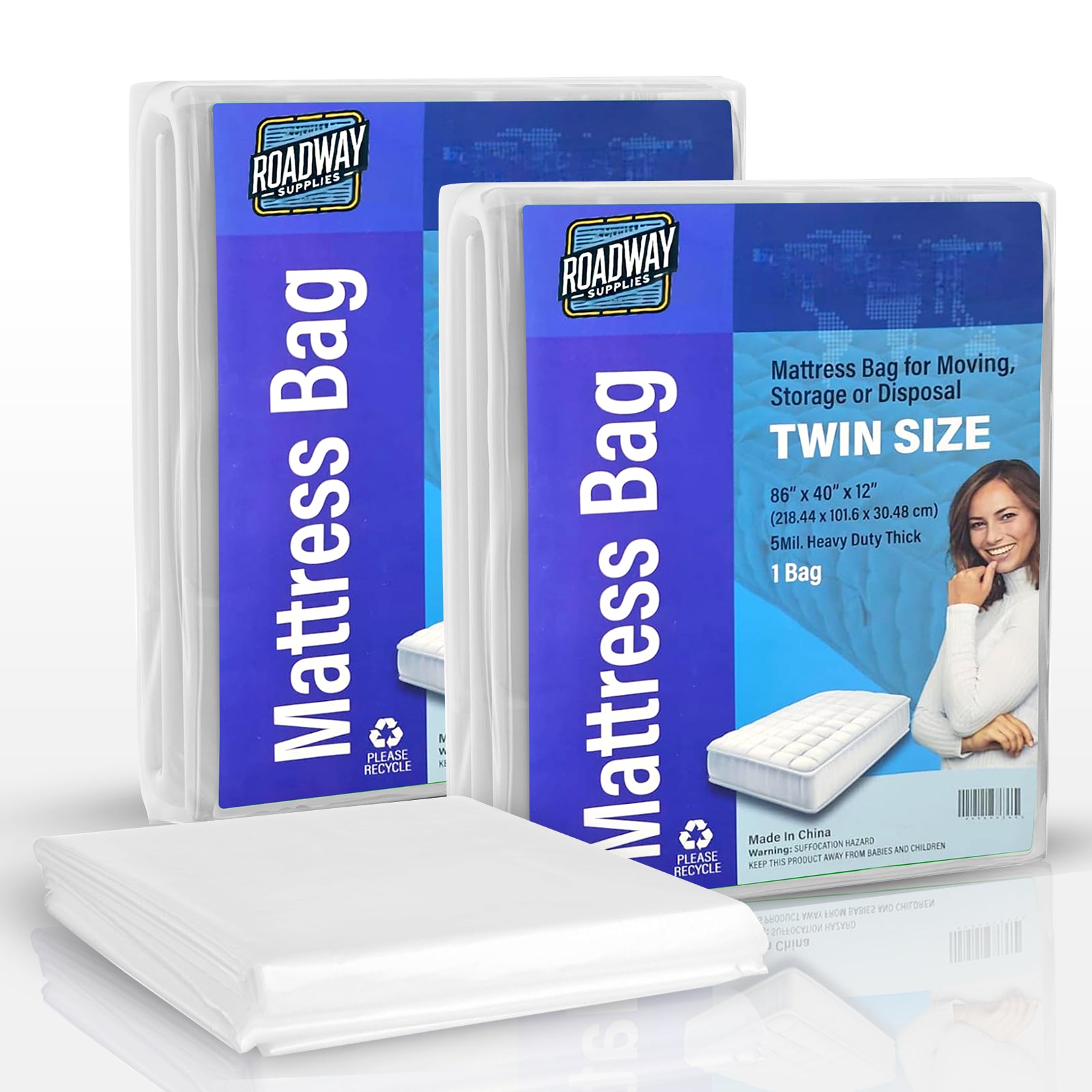 Super Heavy Duty 5 Mil Twin Mattress Bag for Moving, Storage & Disposal - Durable Cover