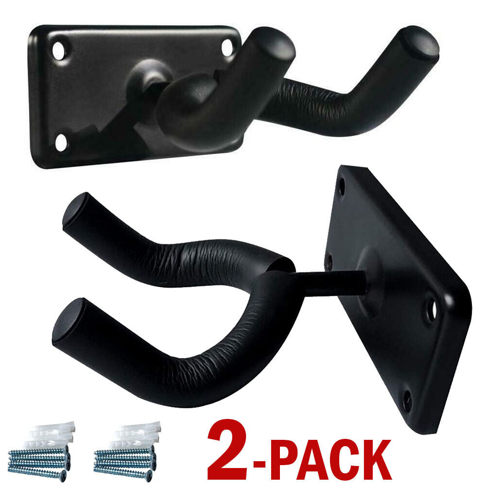 2-Pack Guitar Hook Hangers Wall Mount Stand for Electric, Bass & Ukulele - Rack Holder
