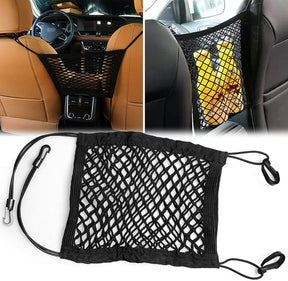 Universal Car Trunk Storage Net Bag - Elastic Mesh Organizer for Car Seats and Cargo