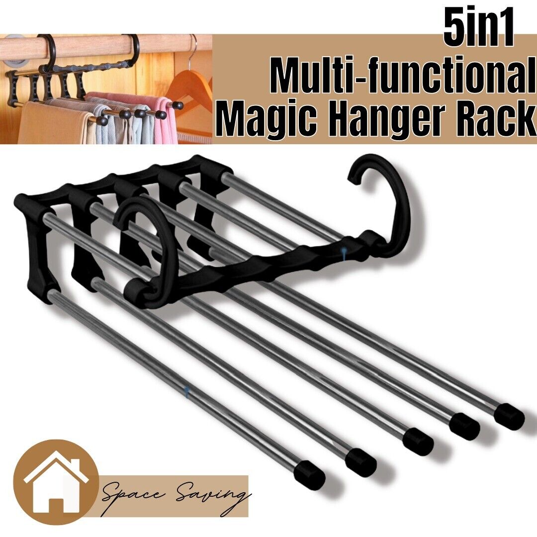 5-in-1 Multi-Function Stainless Steel Pants Rack & Wardrobe Magic Hanger