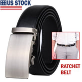 Men’s Microfiber Leather Ratchet Belt with Adjustable Automatic Buckle – Black, Stylish & Durable